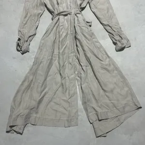 Abercrombie & Fitch Classic Long Cotton Trench Coat Beige Women's SZ Large Y2K thumbnail 8