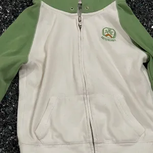 Women’s Abercrombie & Fitch Green & White Small Zip Up Hooded Jacket thumbnail 2