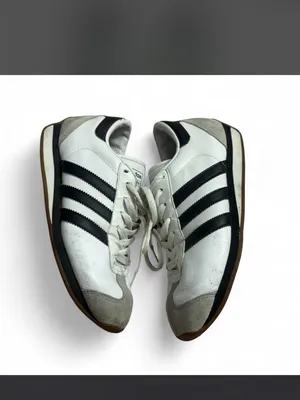 adidas White Low-Top Leather Sneakers with Black Logo thumbnail 2