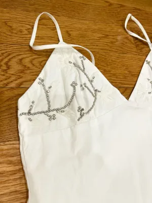 Zara viral tik tok Poplin Mini Dress with jewel appliqué/ floral embroidery M thumbnail 17