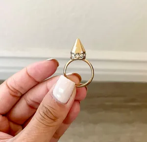 Missguided Gold Rhinestone Pointy Ring 6/6.5 thumbnail 1