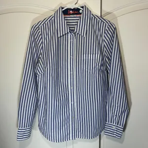 Boden Button Down Shirt Womens 6R Blue White Striped Cotton Long Sleeve Blouse‎ thumbnail 1