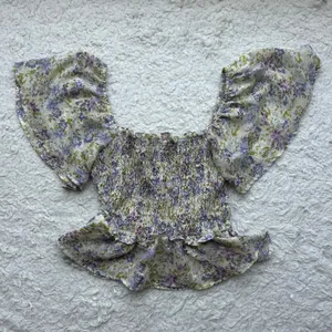 Astr the Label Purple Floral Flutter Sleeve Top Size XS thumbnail 5
