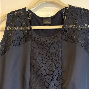 Worthington | Basic Black Blouse Tank Top See-Through Floral Panels Size XL thumbnail 2