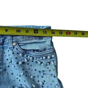 Cache Blue Embellished Bedazzled Rhinestones Beaded Flare Jeans Women 4 | 65-4 thumbnail 9