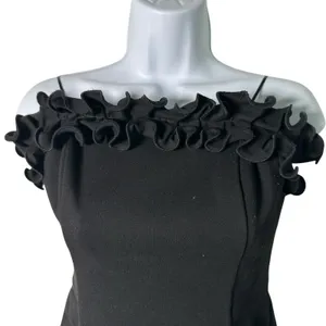 Amanda Uprichard Envy Mini Dress Sz S Black Sleeveless Ruffle thumbnail 5