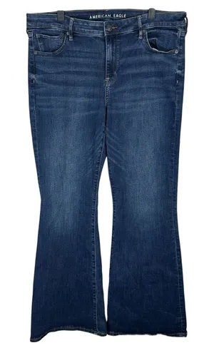 American Eagle Low Rise Flare Jeans Womens 16Long Next Level Stretch Dark Wash thumbnail 1