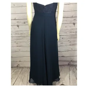 Azazie Navy Lace Chiffon Open Back Bridesmaid Formal Maxi Gown X Small thumbnail 9