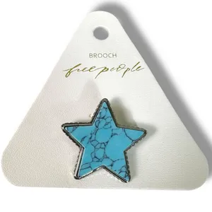 Free People Western Bohemian Star Turquoise High Roller Brooch Rodeo Cowgirl NWT thumbnail 4