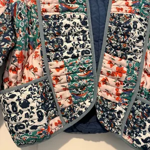 Quilted Floral Boho Cropped Jacket XL Blue thumbnail 4