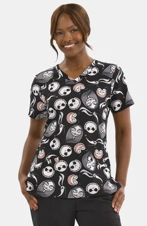Nightmare Before Christmas Short Sleeve Scrub Top Size Medium Jack Skellington thumbnail 1