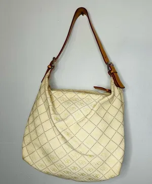 DOONEY & BOURKE Cream Yellow DB Monogrammed Vachetta Leather Shoulder Bag thumbnail 9