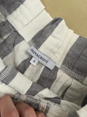 Cream and Gray Striped Linen Pants thumbnail 3