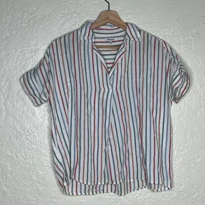Madewell Women's Park Popover Shirt Rainbow Stripe Palo Multi Antique Cream XS thumbnail 2
