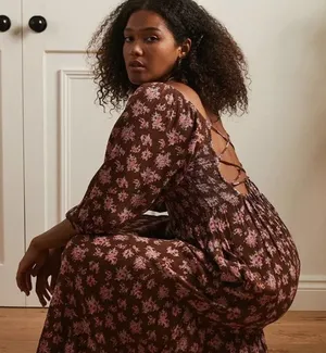 Urban Outfitters Lottie Chocolate Floral Tie-Back Midi Dress size L thumbnail 1