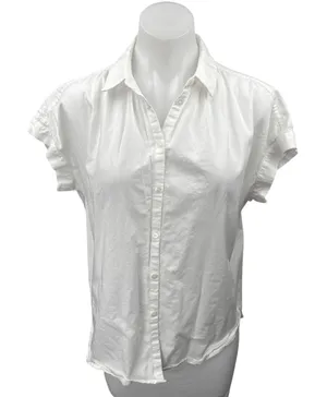 Madewell Women's White Short Sleeve Collared Casual Button Down Shirt Top Size S thumbnail 1