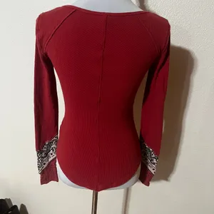 We the Free | Free People faded red thermal bandana cuff long sleeve shirt S thumbnail 5
