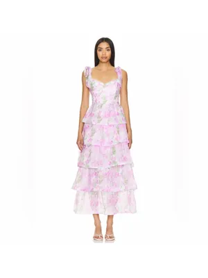 ASTR the Label Zirconia Tie Strap Tiered Maxi Dress thumbnail 7
