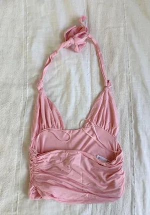 Edikted Pink Lillie Knotted Halter Neck Tank thumbnail 3