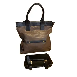Chloé FRONT POCKET TOTE BAG IN BROWN & BLACK LEATHER W/DETACHABLE POUCH thumbnail 6