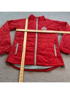 Vintage J. America Ohio State Buckeyes Women’s M Red Fleece Jacket OSU thumbnail 3