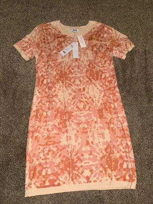 525 Short Sleeve Sweater Dress Size M Rose Dust Multi Tie Dye thumbnail 1