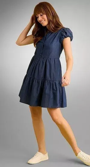 Denim Babydoll Dress London Times thumbnail 2