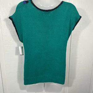 Lucia Vintage Handknit Purple and Green Sleeveless Sweater No Size EUC thumbnail 6
