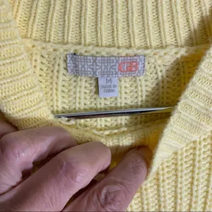 GB Sweater Yellow M Women Colorblock Ribbed Knit Mock Neck Casual thumbnail 5