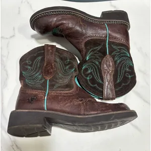 Ariat‎ Fatbaby Brown Leather Turquoise Stitch Western Cowboy Boots Womens 7B thumbnail 8