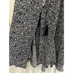 Rachel Zoe Black White Floral Maxi Skirt Large Button Front Cottagecore Prairie thumbnail 3