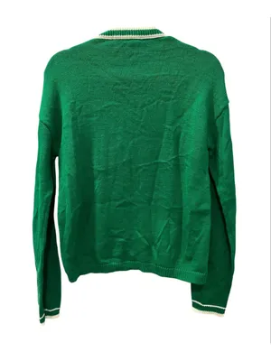 Jolt Bah Humbug Green Ugly Christmas Sweater Dog Santa Hat Women's Medium Sequin thumbnail 2