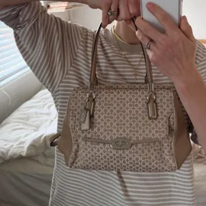 Coach 25638 Madison Madeline White and Gold Canvas Shoulder Bag thumbnail 1