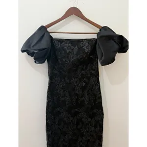 Eliza J Black Dress Sequin Lace Off Shoulder Puff Sleeve Size 4 Glam Cocktail thumbnail 3