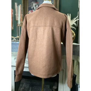 Hem & Thread Womens Brown Zip Up Plaid Lined Shacket Jacket Style 31200 Small thumbnail 5