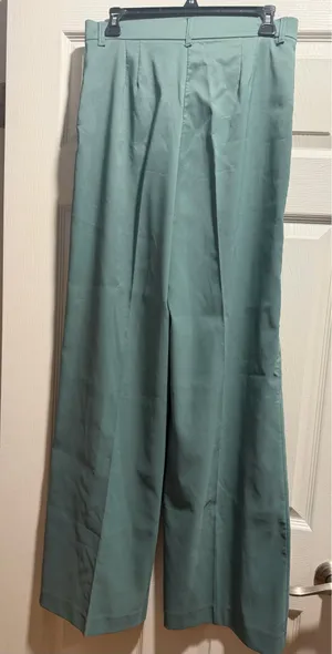 ZARA Wide-Leg Pants High-Waisted Medium sage NWT thumbnail 3