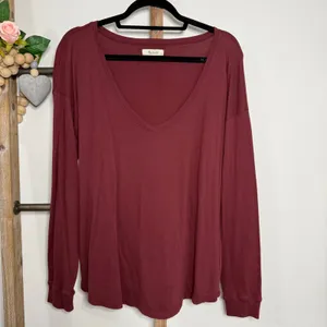 Madewell Long Sleeve‎ V Neck Maroon Shirt Size Medium thumbnail 2