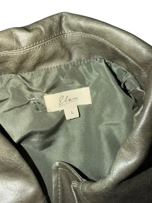 ELAN Olive Green Faux Leather Jacket Sz L NEW NWOT thumbnail 6