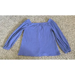 Loft Women's Purple Ribbed Button Down Square‎ Neckline Top Size Petite Small thumbnail 6