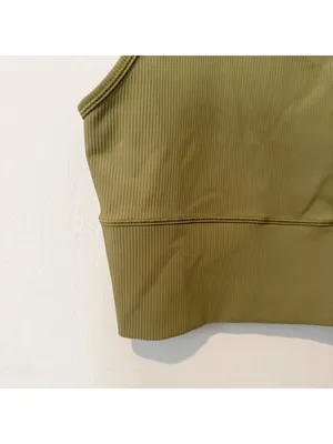 Lululemon Power‎ Pivot Tank Size 10 Bronze Green Ribbed Reversible Crop Classic thumbnail 5