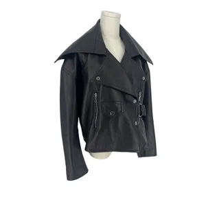 Nanushka Ado Regenerated Leather Biker Jacket‎ Black Espresso XS thumbnail 8