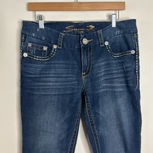 Seven7‎ dark wash skinny denim jeans size 10 ladies cute festival thumbnail 2