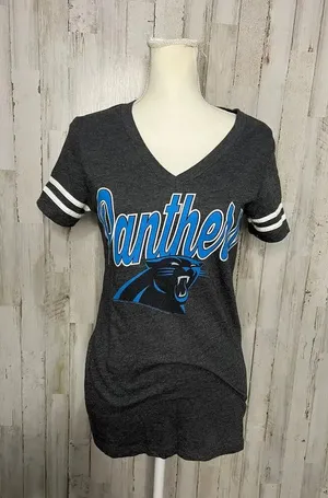 Carolina Panthers Women's V-Neck T-Shirt Gray‎ Size Small NFL Apparel thumbnail 1