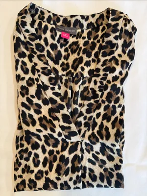 Vince Camuto Leopard Print Sleeveless V-Neck Top - Beige, Black thumbnail 8