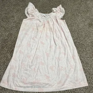 Vintage Komar Pink Floral Lace Trim Ruffle Nightgown Made in USA Medium 33155 thumbnail 1