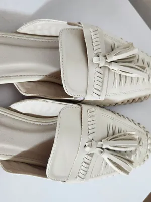 Womens Cream Woven Flat Mules with Tassel Detail Size 40 US 9 thumbnail 4