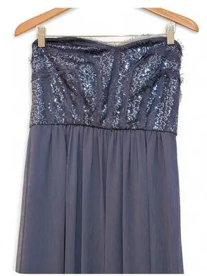 Max and Cleo BCBG Symmetrical Strapless Dark Night Sequence Maxi Dress Size 12 thumbnail 12