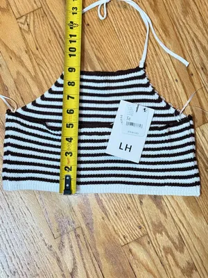 NWT Free people Love+ Harmony Striped Knit Halter Crop Top - Brown & White thumbnail 7