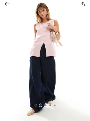 ASOS NWOT Sleeveless Button-Front Pink Knit Top thumbnail 2