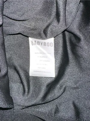 NWT Babyboo Vittoria Off Shoulder Black Faux Fur Trim Bodycon Midi Dress XS thumbnail 6
